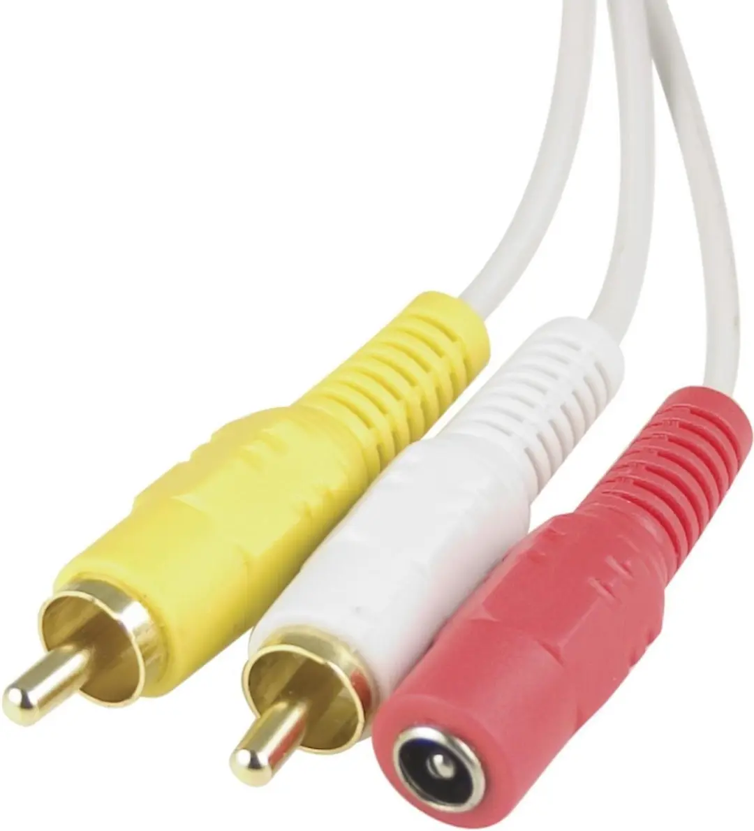 Deltaco MM-80A Audiokabel 3m - 2x RCA + DC-plug Wit
