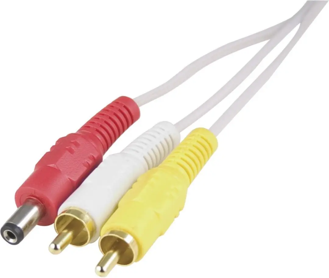 Deltaco MM-80A Audiokabel 3m - 2x RCA + DC-plug Wit