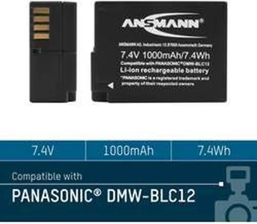 Ansmann A-Pan DMW-BLC12 – Camera-accu – 7,4 V – 1000 mAh - afbeelding 6 van 6