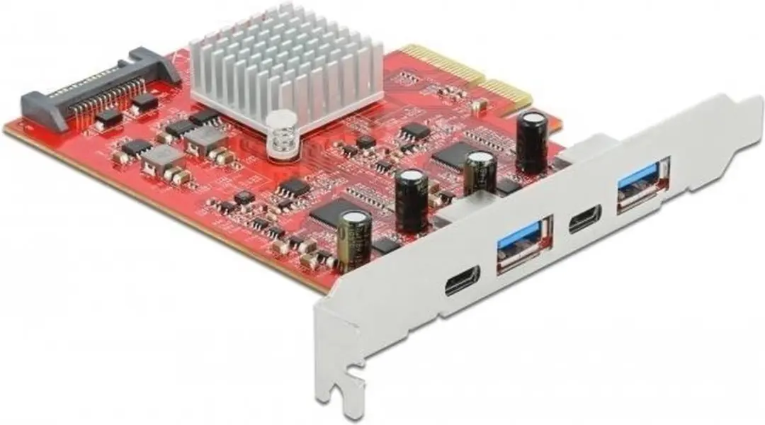 Delock PCIe x4 Kaart 10Gbps USB - 2x USB-A + 2x USB-C - Zwart