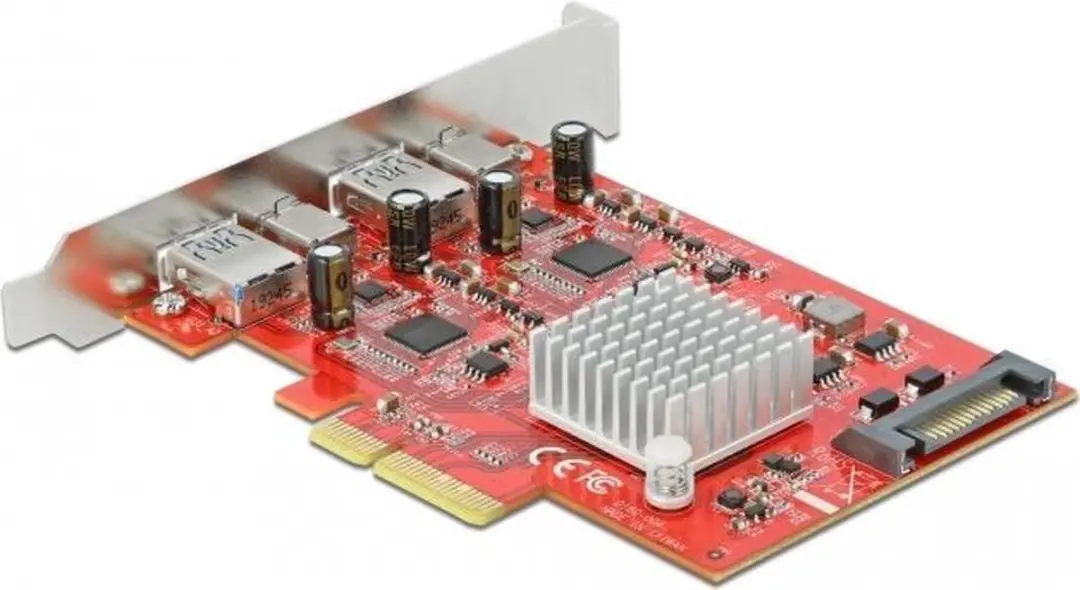 Delock PCIe x4 Kaart 10Gbps USB - 2x USB-A + 2x USB-C - Zwart
