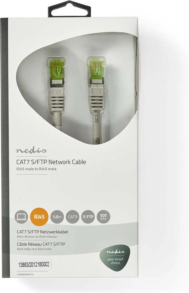 Nedis CAT7 Netwerkkabel CCBW85420GY10 - 1m - Grijs