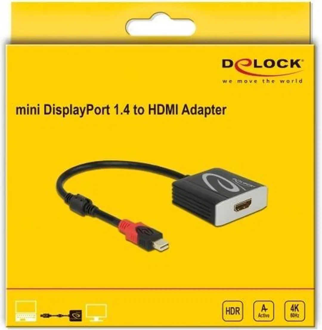 Delock Active mini DisplayPort 1.4 naar HDMI Adapter 4K 60Hz - Zwart