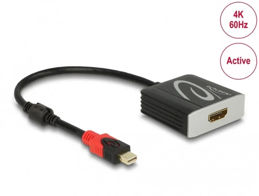 Delock Active mini DisplayPort 1.4 naar HDMI Adapter 4K 60Hz - Zwart