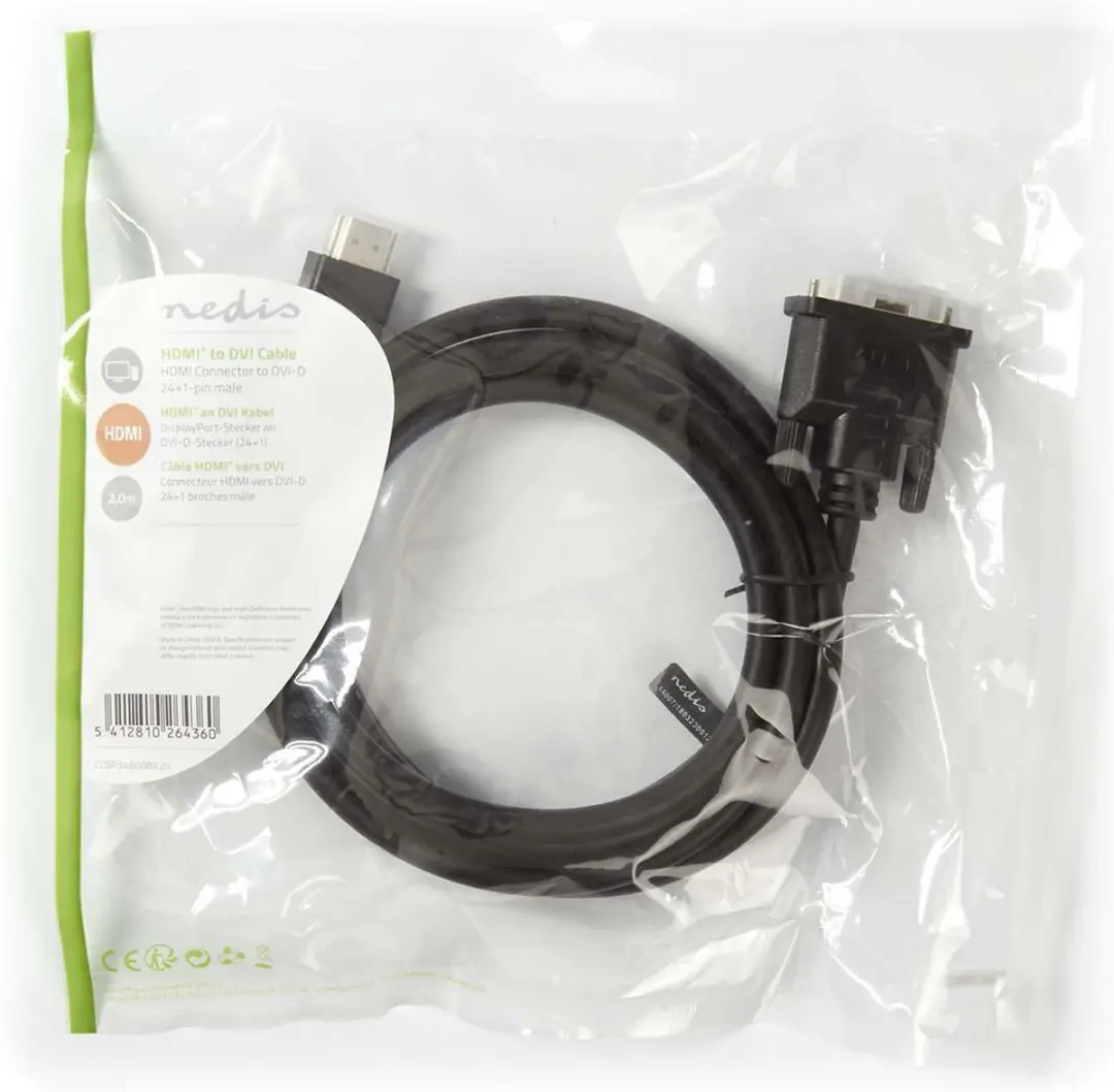 Nedis HDMI Kabel DVI-D 24+1-Pins 2m - Zwart
