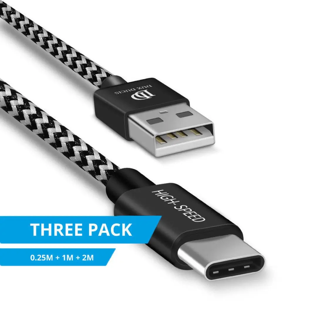 Dux Ducis 2.1A USB-A naar USB-C Kabelset 3 Stuks