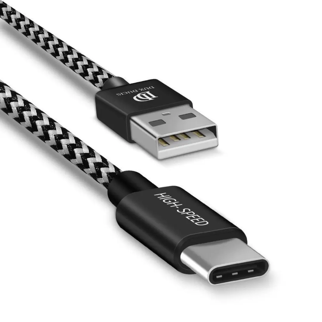 Dux Ducis 2.1A USB-A naar USB-C Kabelset 3 Stuks - 0.25m/1m/2m - Zwart/Wit