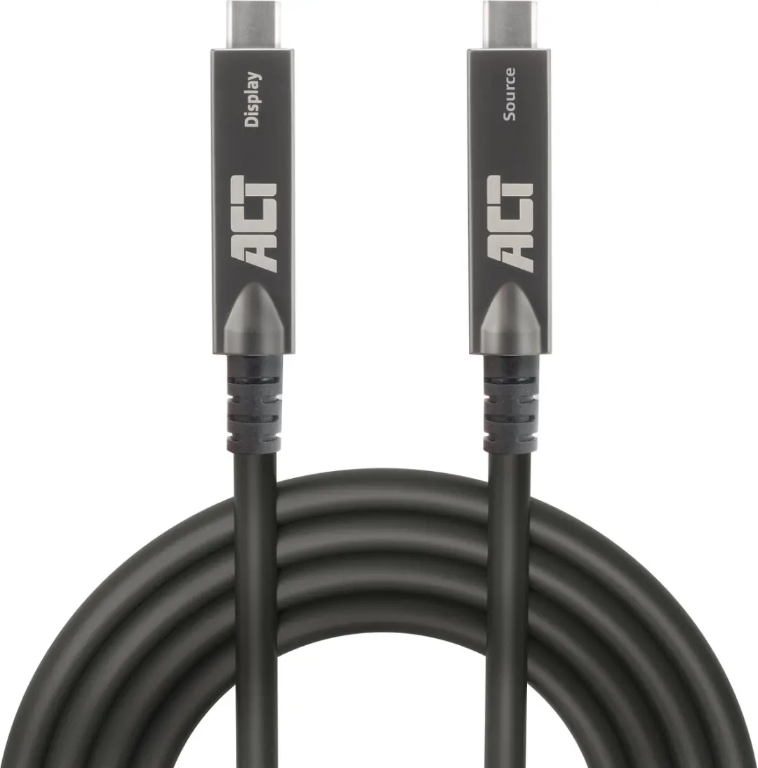 ACT AK4335 USB-C 3.2 Gen2 Actieve Optische Kabel 15m - Zwart