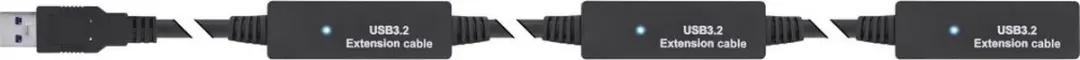 InLine USB-A naar USB-C Actieve Verlengkabel 5Gbps 15m - Zwart
