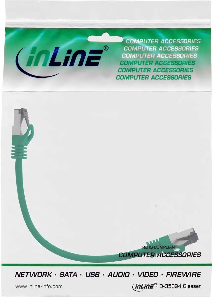 InLine Patchkabel S/FTP Cat.8.1 2000MHz Groen 0,3m