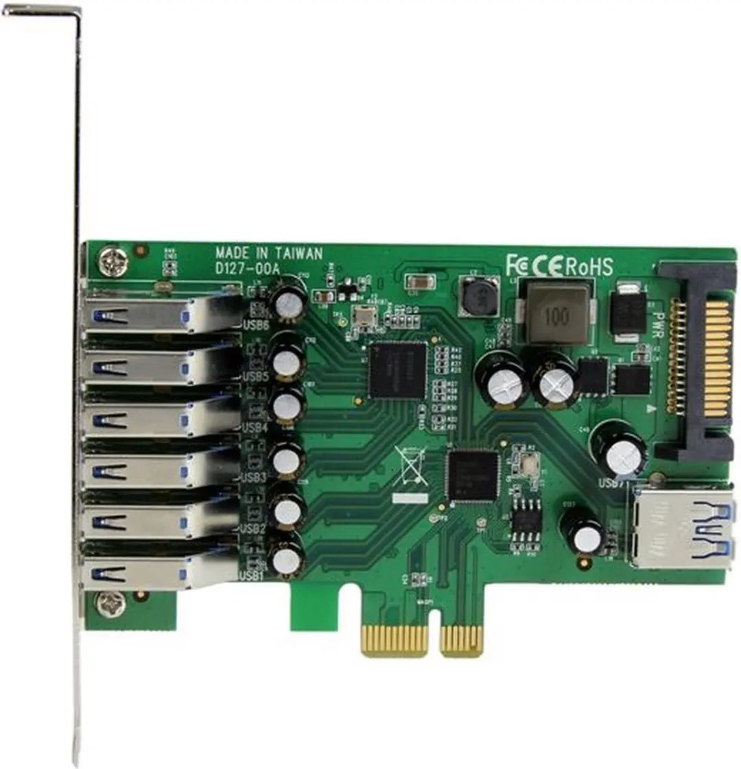 Startech PEXUSB3S7 USB 3.0 Kaart 7 Poorten - Grijs-Groen