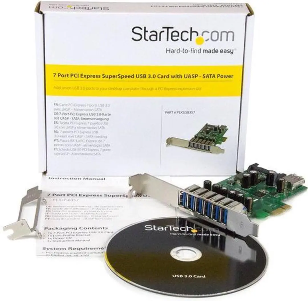 Startech PEXUSB3S7 USB 3.0 Kaart 7 Poorten - Grijs-Groen