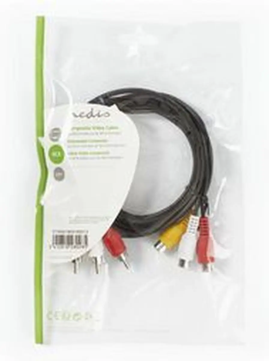 Nedis Composiet Videokabel CVGL24305BK20 - 2m - 3xRCA - Zwart - afbeelding 6 van 6