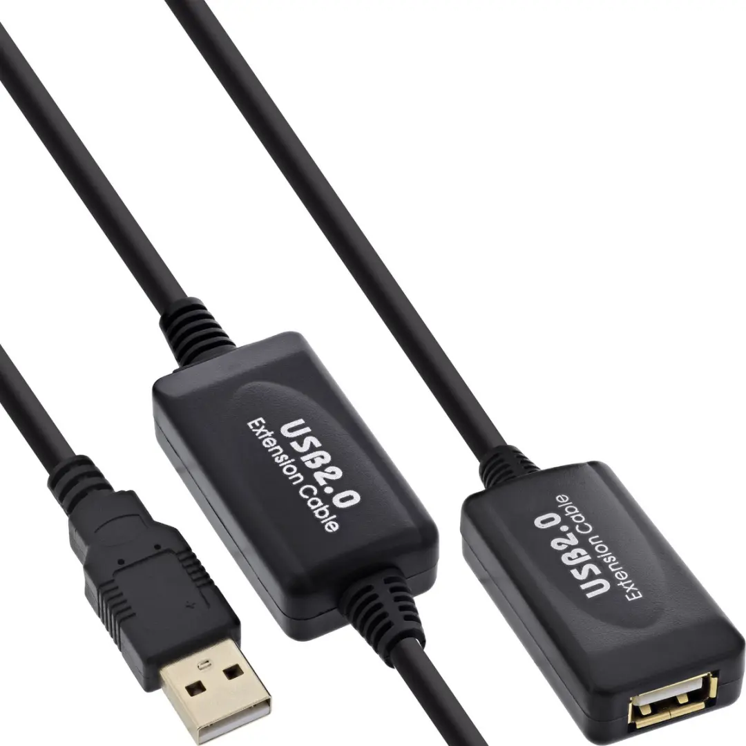 InLine USB2.0 Verlengkabel 25m - Zwart