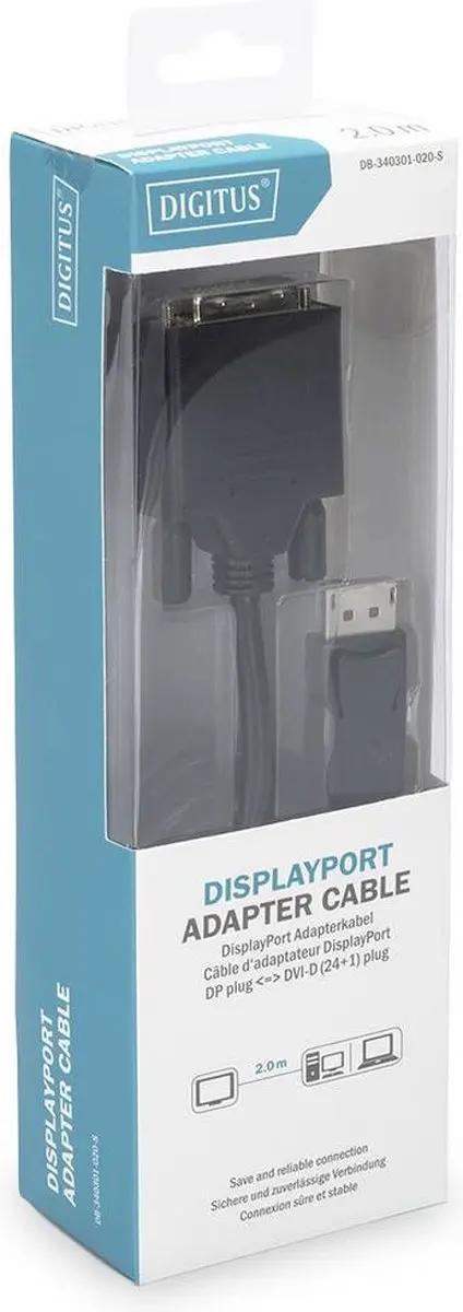 Digitus DB-340301-020-S DisplayPort naar DVI-D Adapterkabel - Zwart