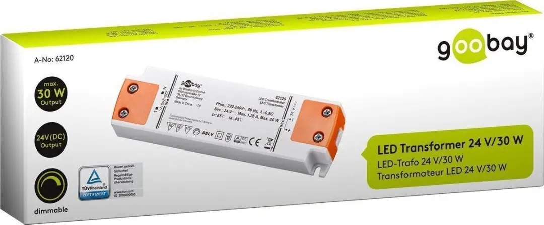 Goobay LED Transformator 24V 30W - Wit