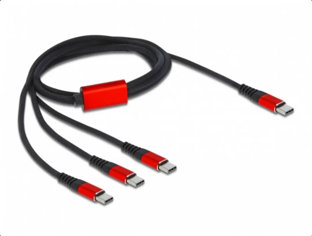 Delock USB Type-C™ 3-in-1 Opladerkabel 1m - Zwart/Rood