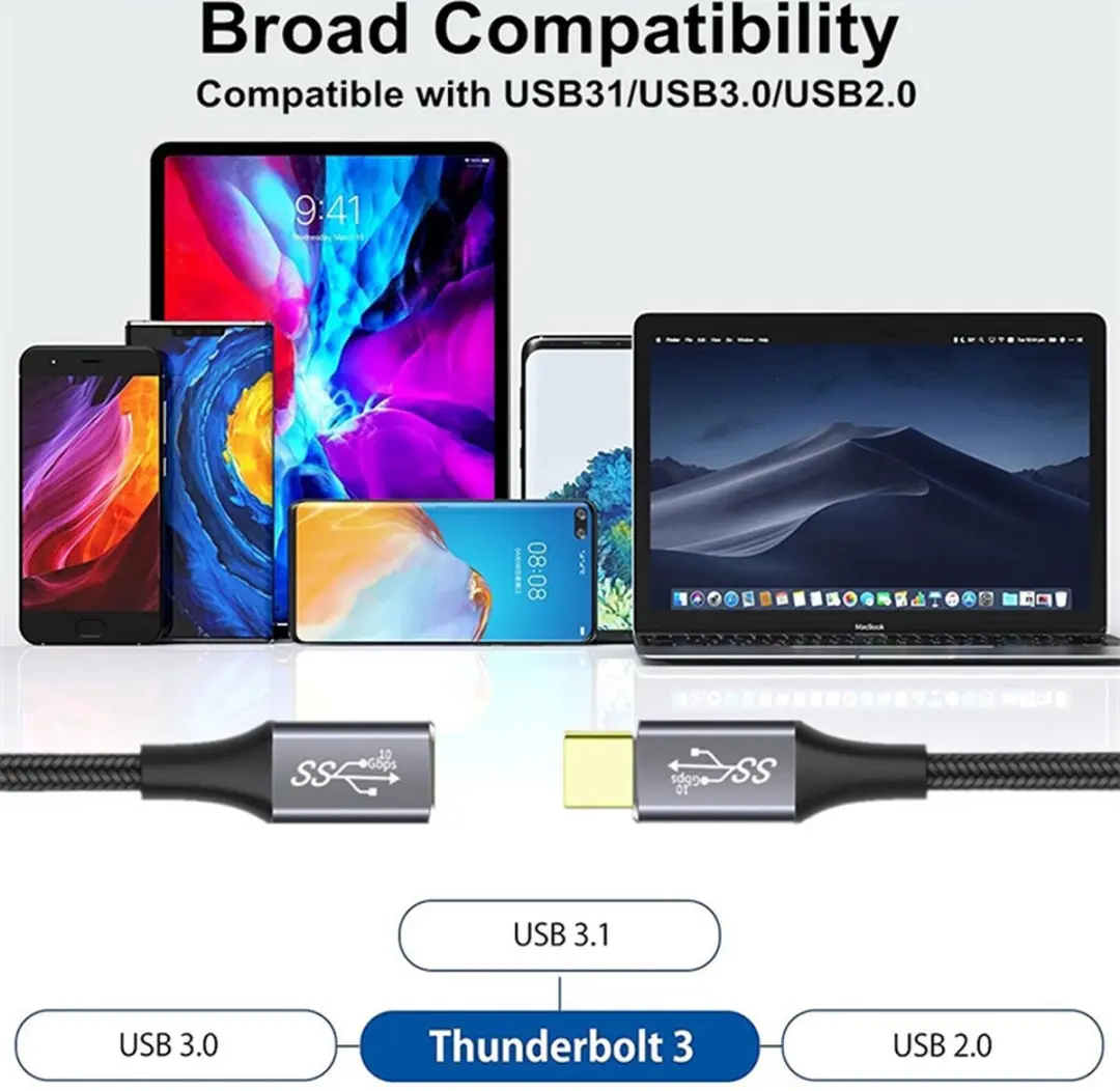 NÖRDIC USBC-N1143 USB-C Verlengkabel 1.5m - 60W PD - 5Gb/s - 4K60Hz