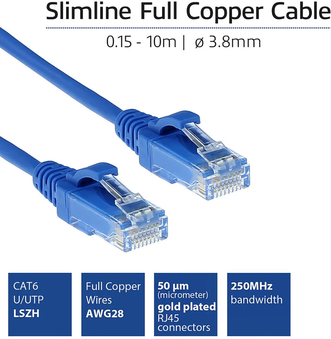 ACT Blauwe LSZH CAT6 Patchkabel 10m - DC9610