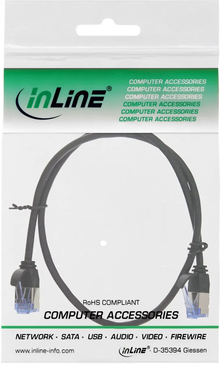 InLine Patchkabel U/FTP Cat.6A 0,3m - Zwart