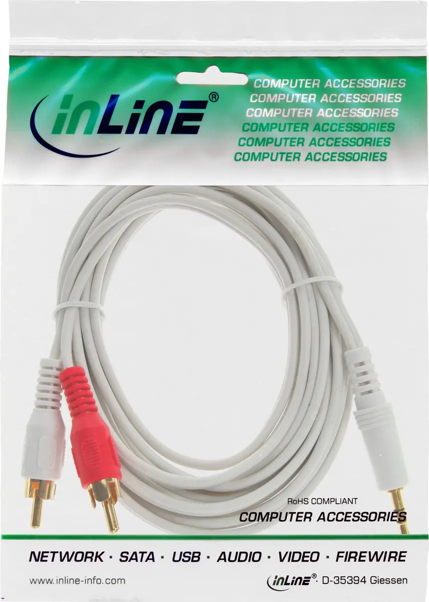 InLine 3,5mm Jack Tulp Stereo Audiokabel - 2,5m - Wit