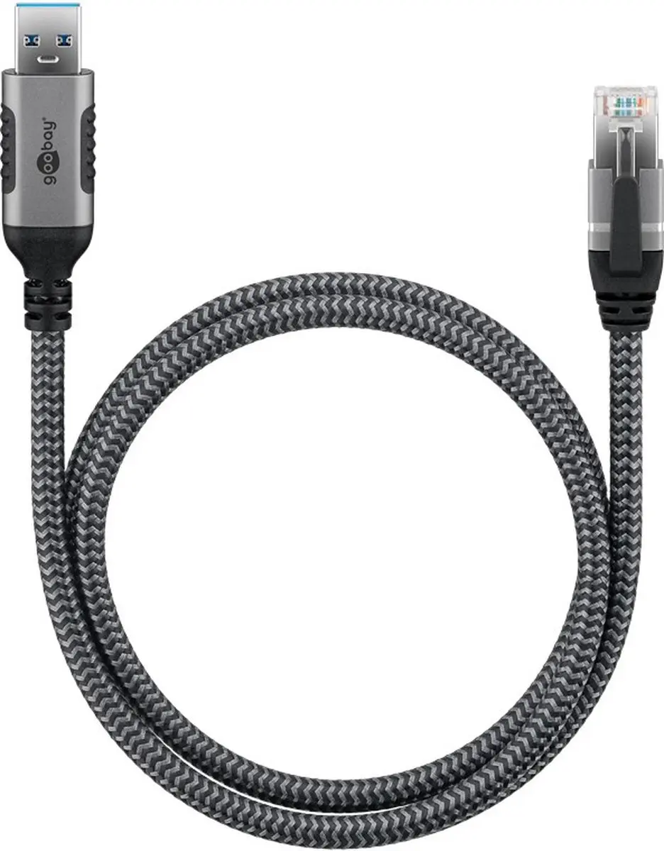 Goobay USB-A naar RJ45 Gigabit Ethernet Kabel 15m - Zwart