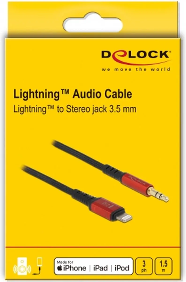 Delock Lightning naar 3.5mm Audiokabel 8-pin - 1.5m - Zwart
