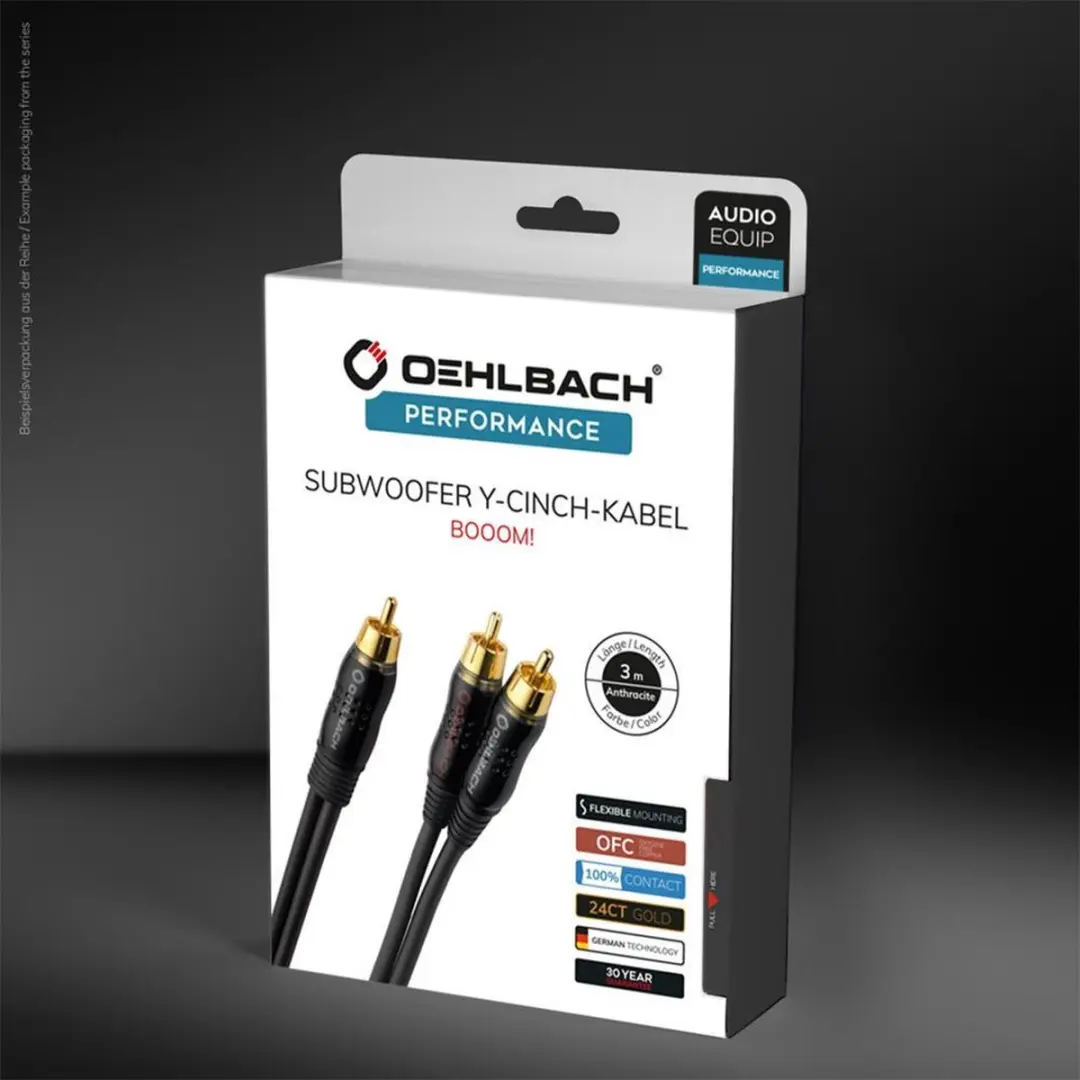 Oehlbach BOOOM 200 Antraciet Vergulde Cinch-kabel 2m
