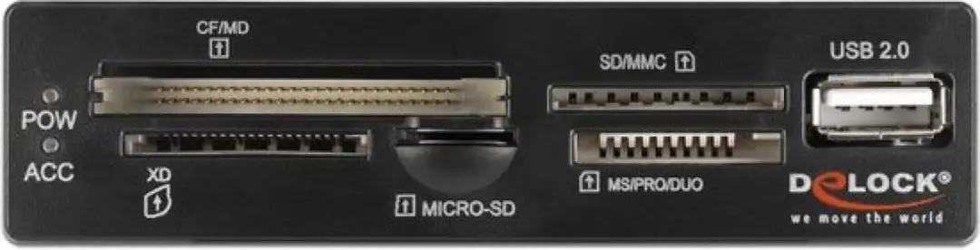 Delock 3.5" USB 2.0 Kaartlezer 5 Slot + USB 2.0 Type-A - Zwart/Grijs