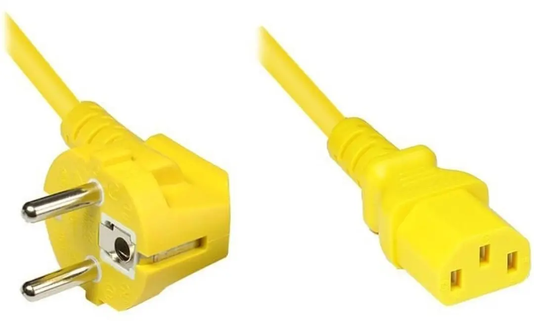 ACT AK5406 Netsnoer Schuko - C13 Haaks - Geel 5m