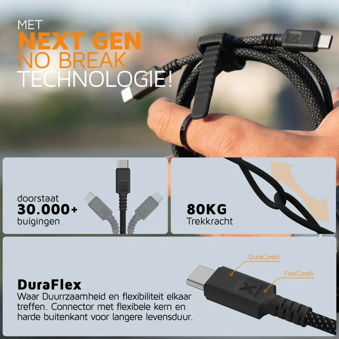 Xtorm Next Gen USB-C Kabel CX3101 240W - 3m - Zwart