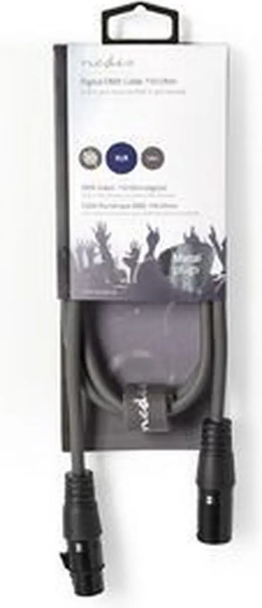 Nedis DMX-Adapterkabel XLR 3-Pins Male naar Female 1m - Donkergrijs