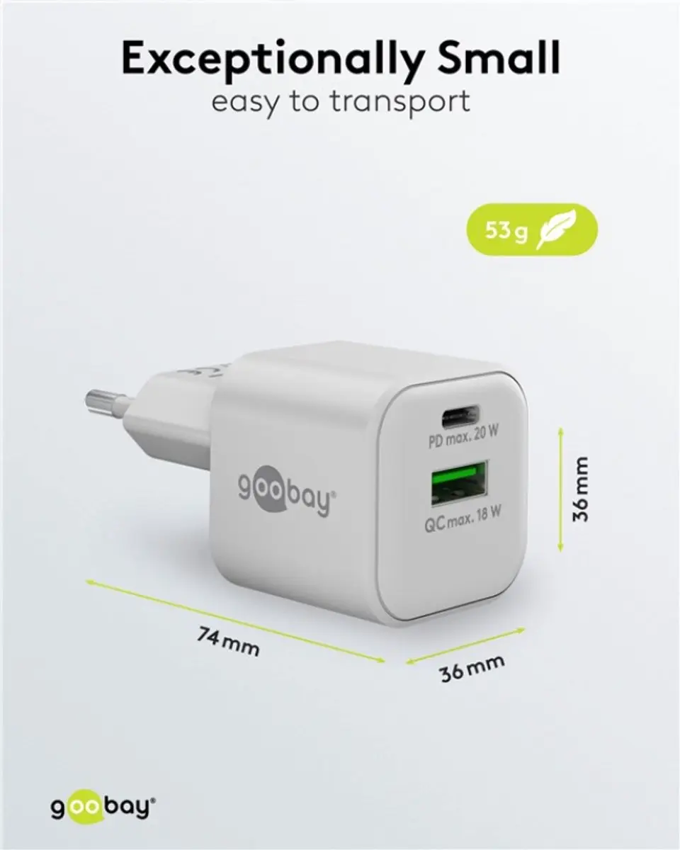 Goobay 65865 USB Oplader 20W PD GaN - Wit