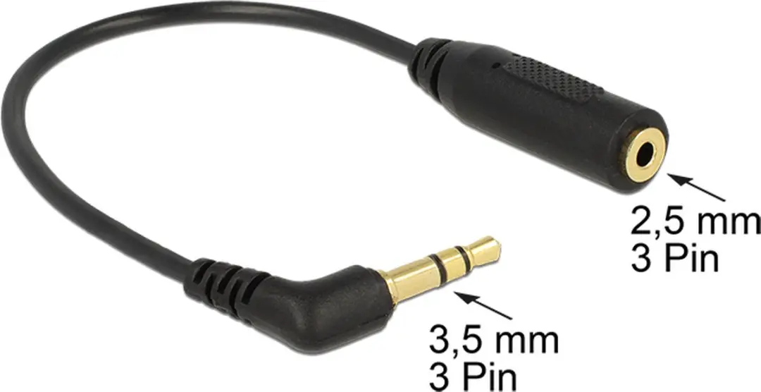 Delock 3,5mm Jack naar 2,5mm Adapter - 0,15m - Zwart