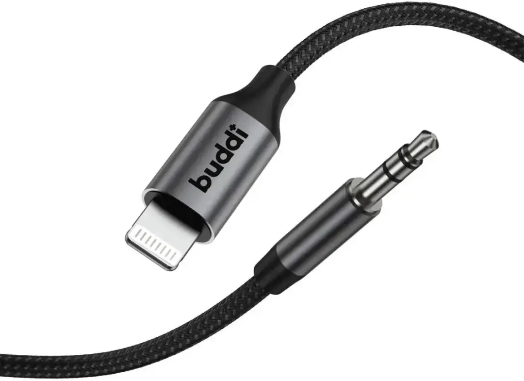 Buddi Flex Lightning naar 3.5mm Jack Kabel - 1M - Zwart
