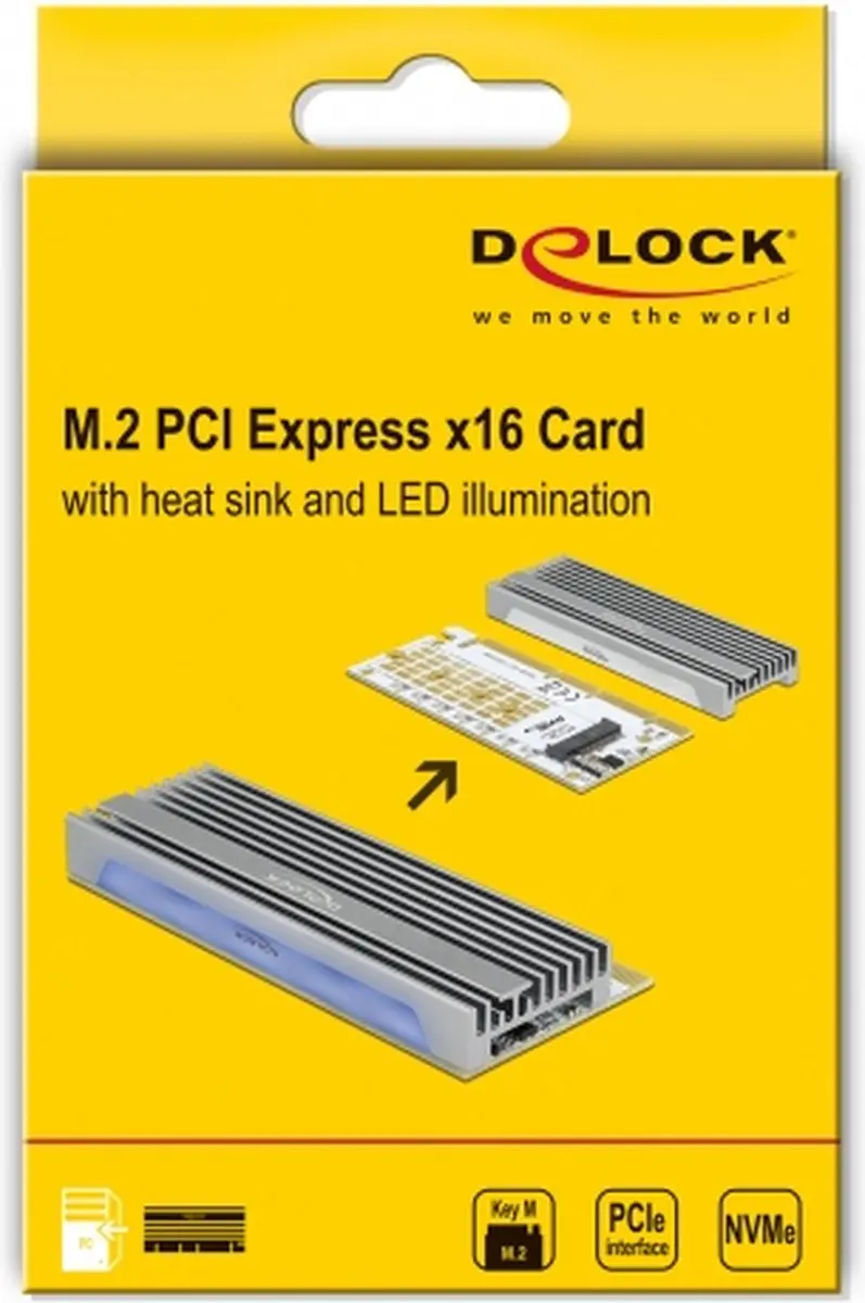Delock PCIe x16 naar NVMe M.2 Key M - Grijs