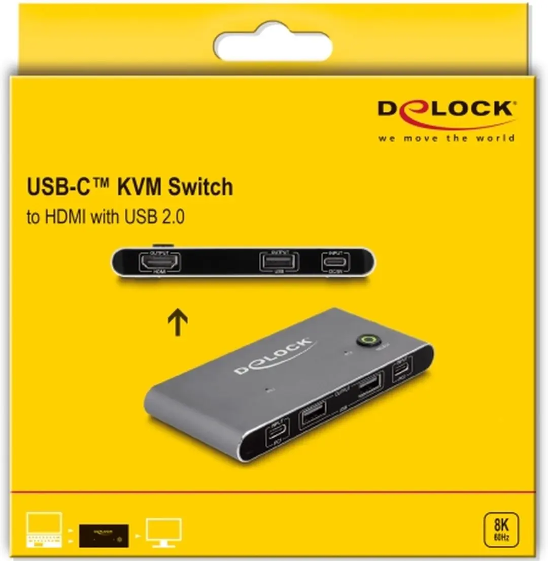Delock USB-C KVM Switch HDMI 8K 60Hz - Antraciet