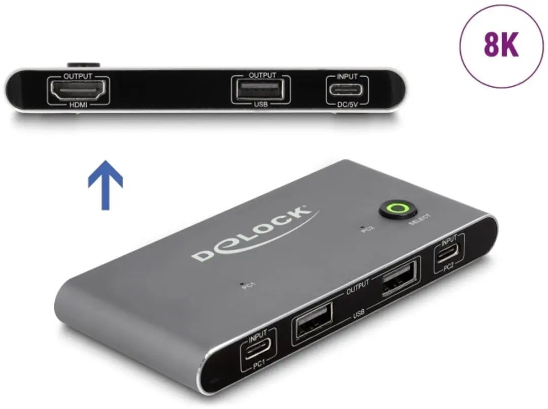 Delock USB-C KVM Switch HDMI 8K 60Hz
