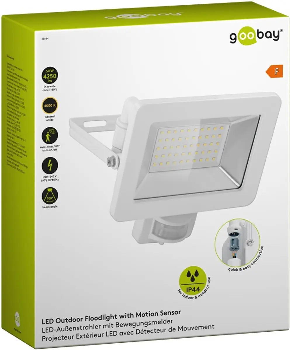 Goobay LED-schijnwerper 50W Wit - Bewegingsensor