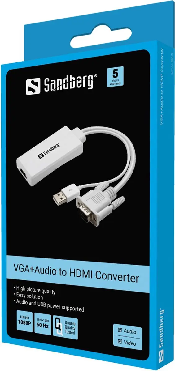 Sandberg 508-78 VGA+Audio naar HDMI Converter - Wit
