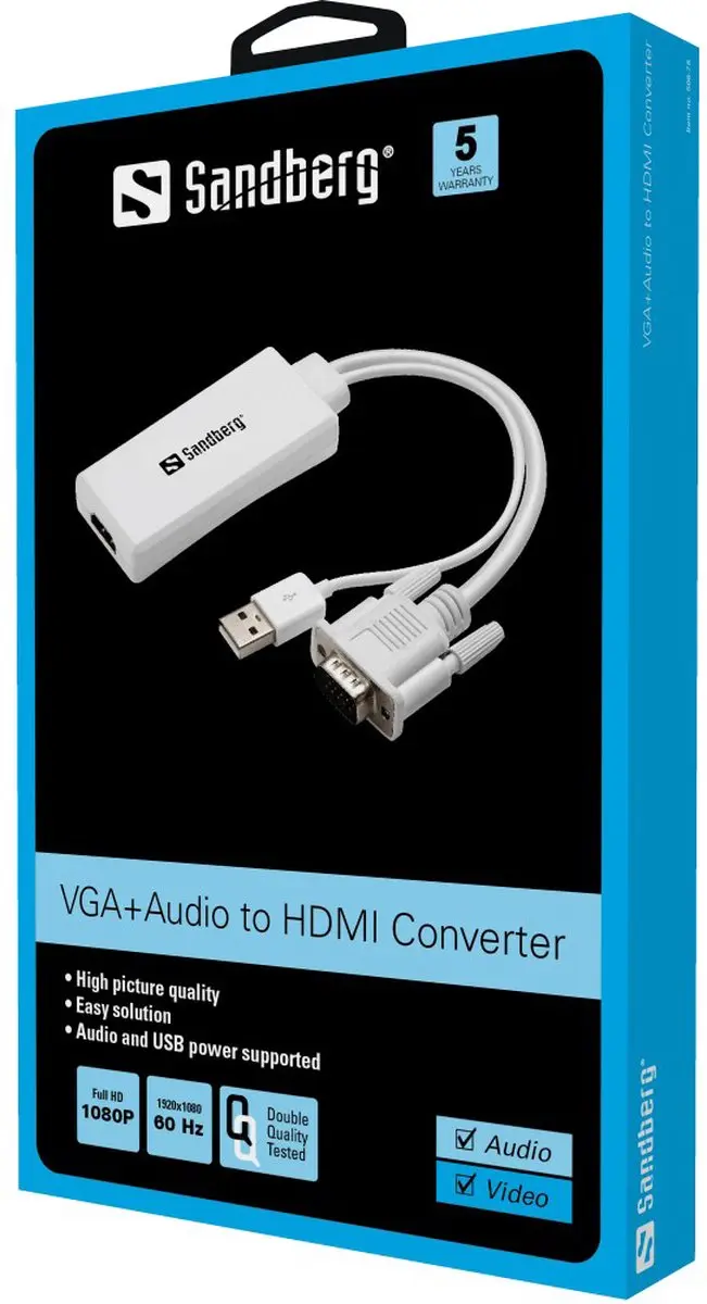 Sandberg 508-78 VGA+Audio naar HDMI Converter - Wit