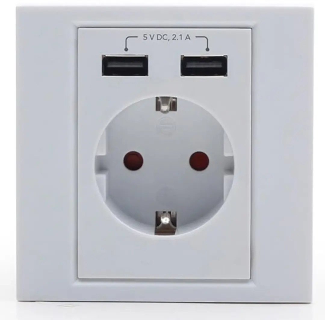 Gembird Inbouwstopcontact 2x USB - 2 Stuks Wit