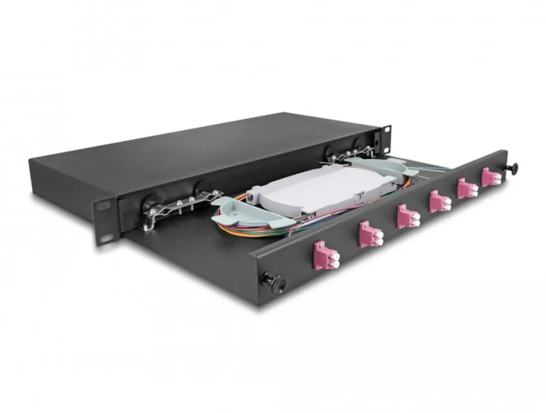Delock 19" Optische Fiber Splice Box 6xLC OM4 - 1U - Zwart