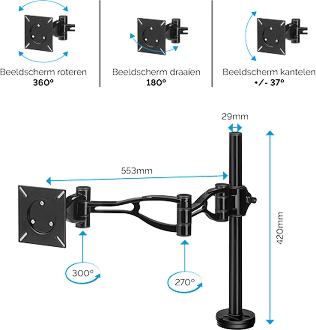 Fellowes Vista Monitorarm 8041601 - 1 Scherm - Zwart