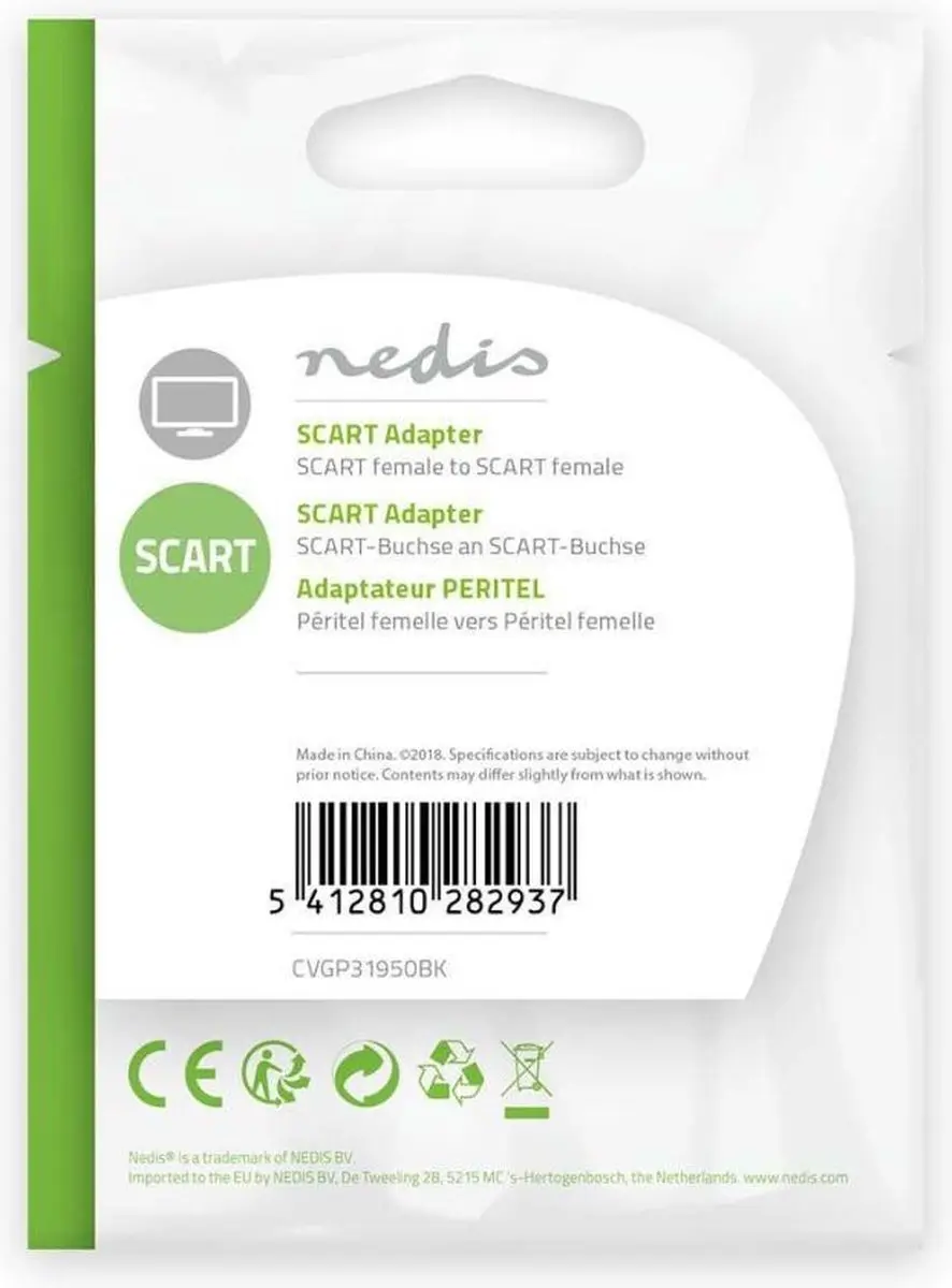 Nedis SCART-adapter CVGP31950BK - Zwart - afbeelding 6 van 6