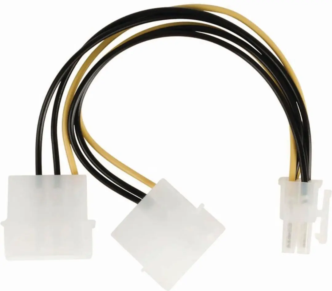 Nedis CCGP74210VA015 Voedingskabel - 2x Molex Male - PCIe Female - 20cm - Geel/Zwart