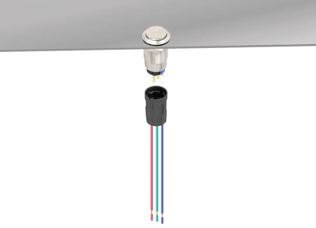 Delock Socket 19mm 3-polig Push Button - Zwart