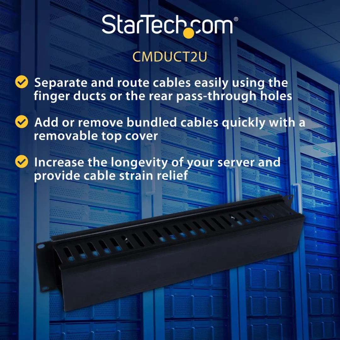 Startech 2U Rack Kabelmanagement Paneel KD06056 - Zwart