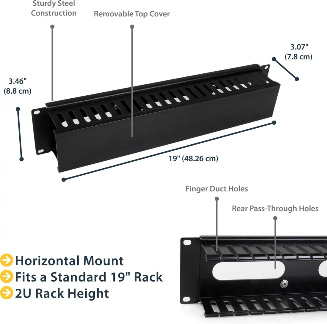 Startech 2U Rack Kabelmanagement Paneel KD06056 - Zwart