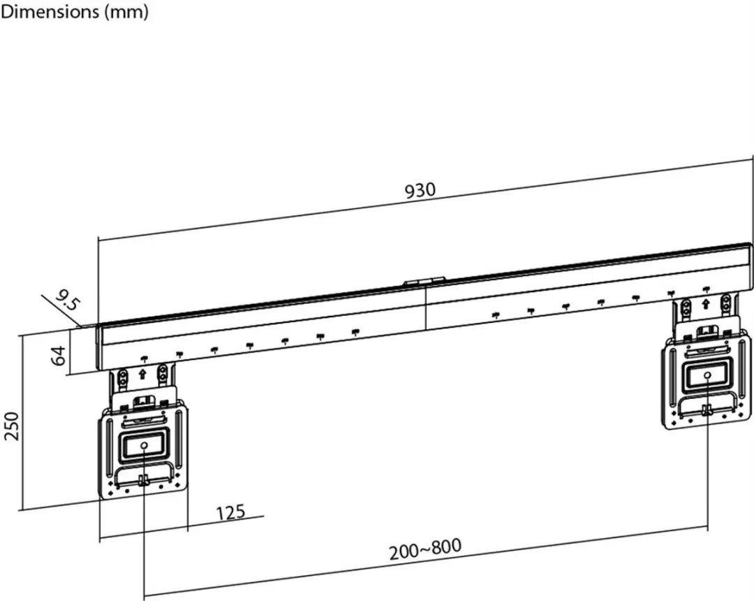 Goobay TV Muurbeugel 70822 - 43-100" - Tot 75kg - Zwart